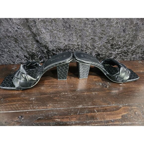 Rilista Black Woven Open-Toe Block Heel Sandals/Size 9.5 - Picture 2 of 8